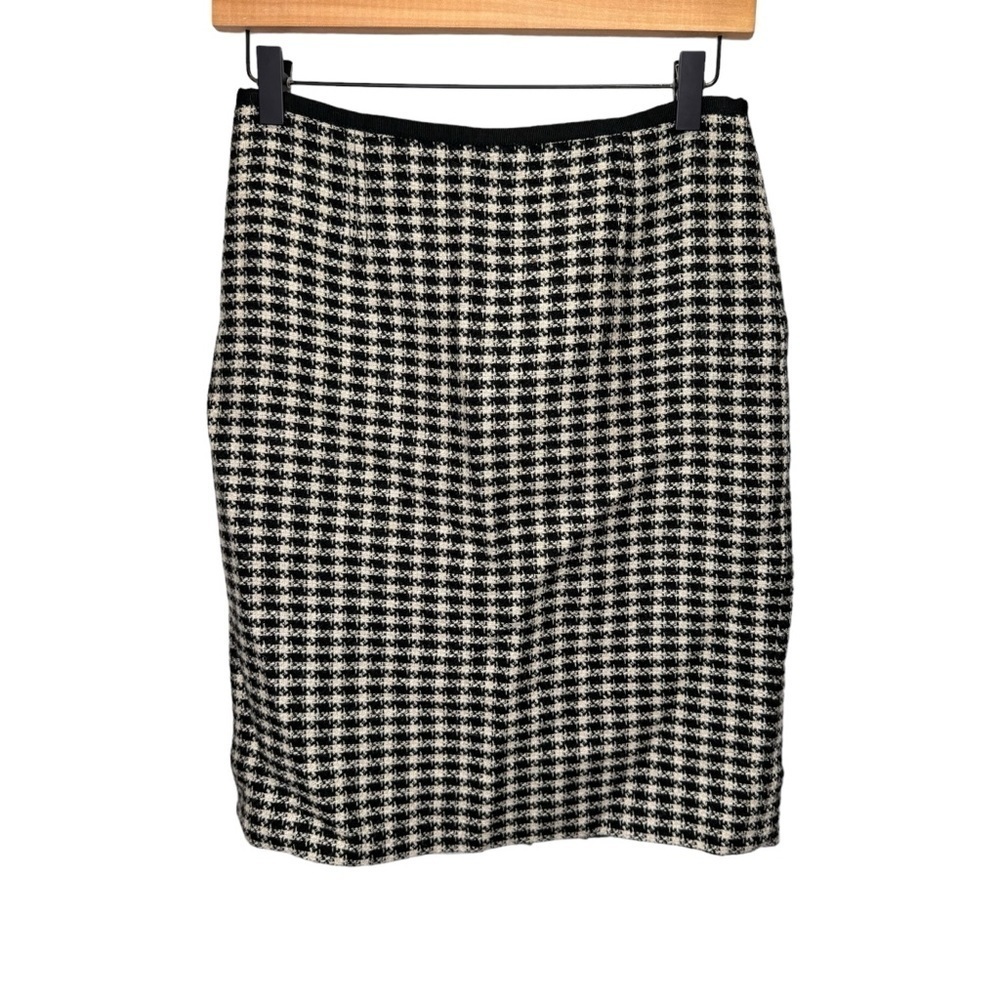 Tory Burch Black & Cream Wool Houndstooth Pencil Skirt Size 2